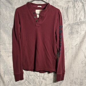 Abercrombie & Fitch Henley shirt Deep Red Muscle‎ men large Y2K spell out preppy